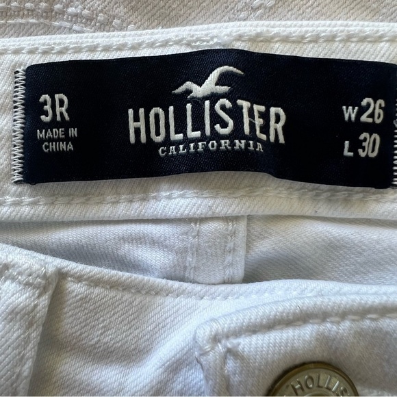 hollister HIGH RISE SUPER SKINNY CLASSIC STRETCH DISTRESSED WHITE JEANS - Picture 9 of 13
